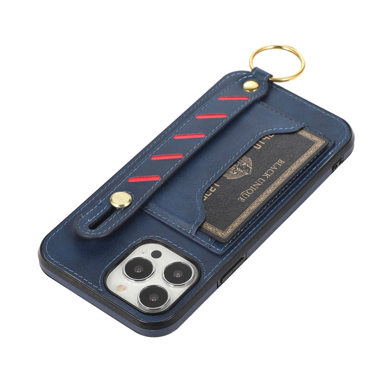 For iPhone 13 Pro Max Wristband Wallet Leather Phone Case