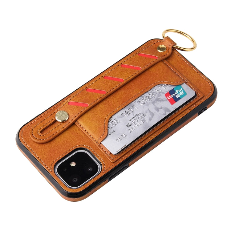 For iPhone 12 mini Wristband Wallet Leather Phone Case