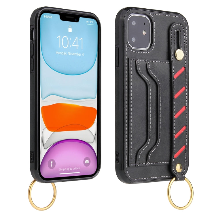 For iPhone 12 Pro Max Wristband Wallet Leather Phone Case