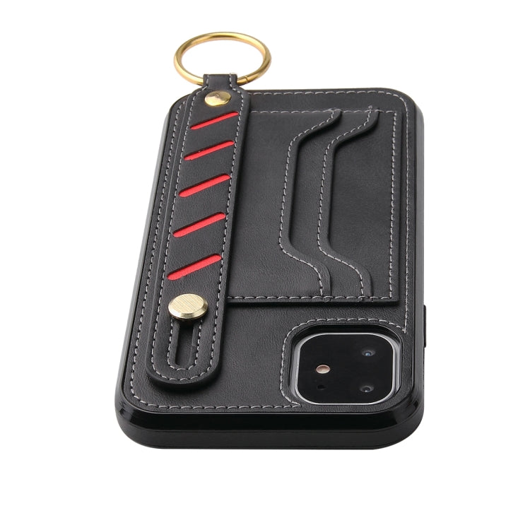 For iPhone 12 Pro Max Wristband Wallet Leather Phone Case