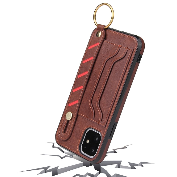 For iPhone 11 Pro Max Wristband Wallet Leather Phone Case