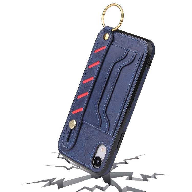 For iPhone XR Wristband Wallet Leather Phone Case