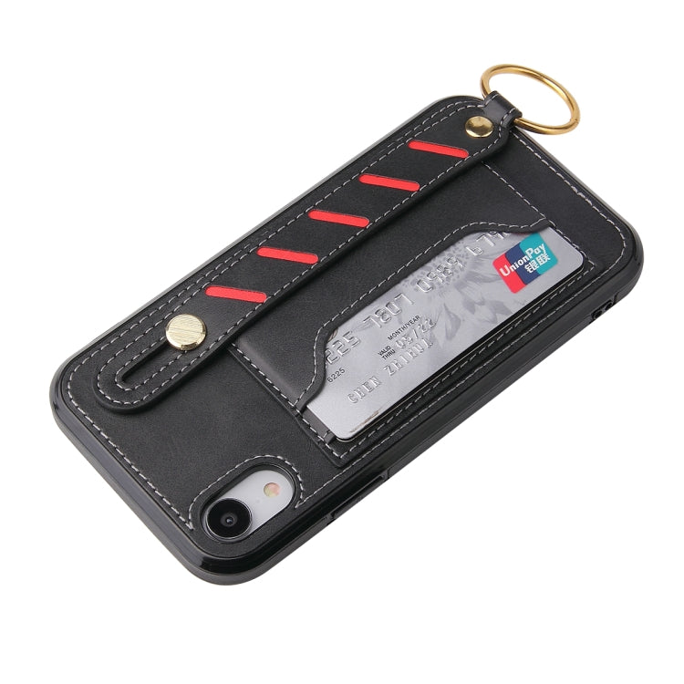 For iPhone XR Wristband Wallet Leather Phone Case