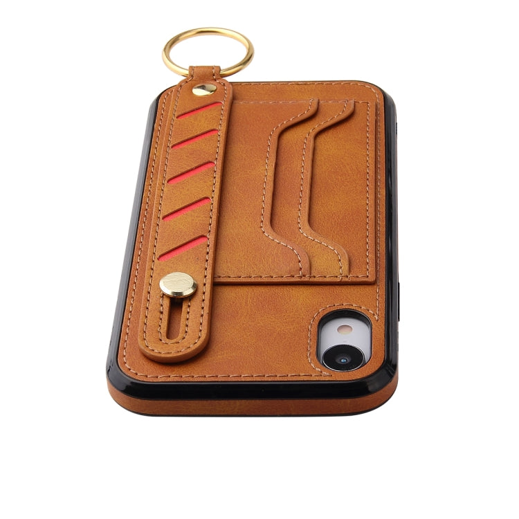 For iPhone XR Wristband Wallet Leather Phone Case