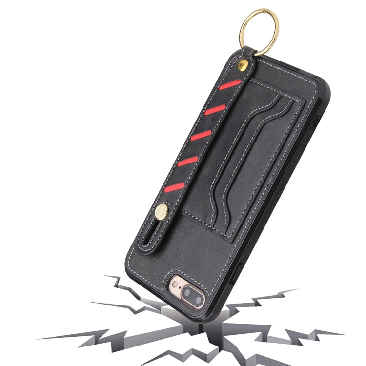 For iPhone SE 2022 / SE 2020 / 8 / 7 Wristband Wallet Leather Phone Case
