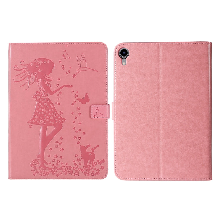 Pressed Printing Woman and Cat Pattern Horizontal Flip Leather Tablet Case For iPad mini 6