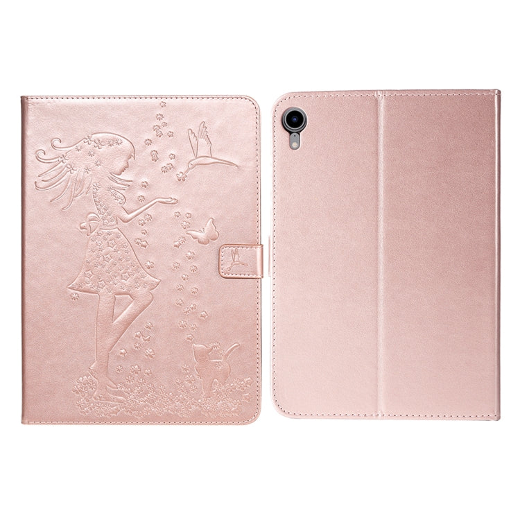 Pressed Printing Woman and Cat Pattern Horizontal Flip Leather Tablet Case For iPad mini 6