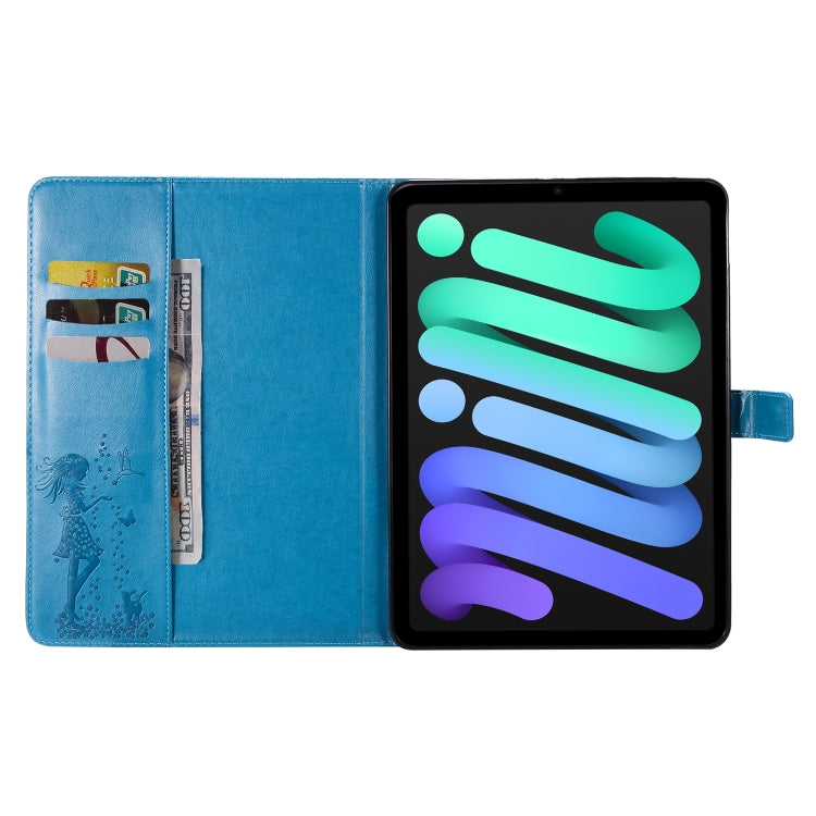 Pressed Printing Woman and Cat Pattern Horizontal Flip Leather Tablet Case For iPad mini 6