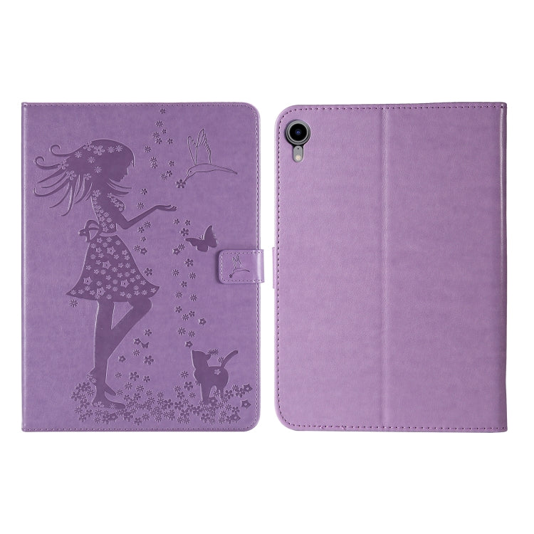 Pressed Printing Woman and Cat Pattern Horizontal Flip Leather Tablet Case For iPad mini 6