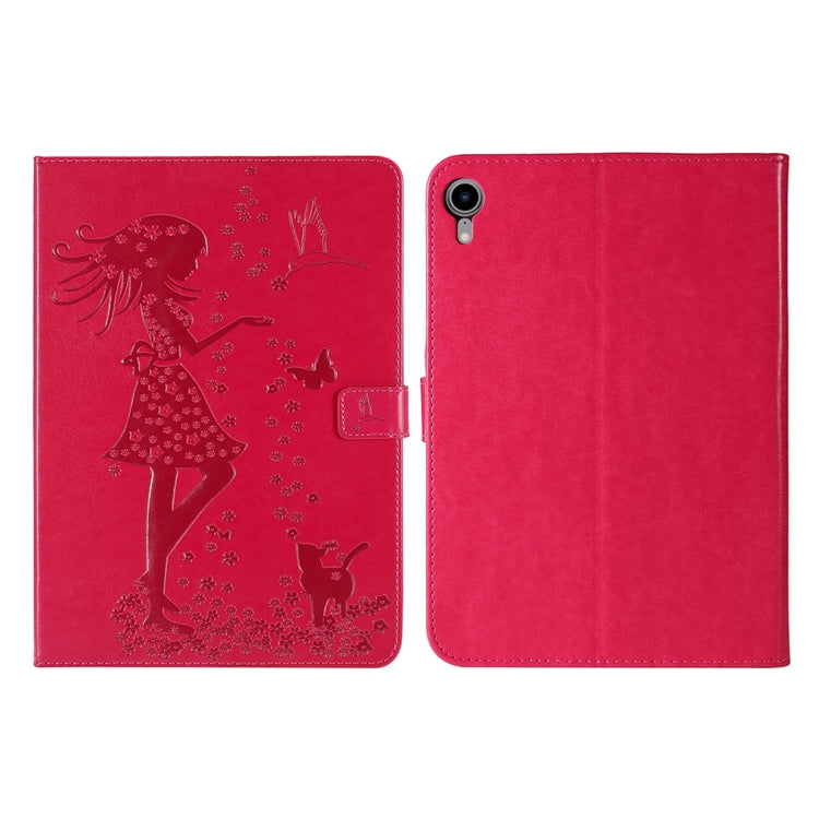 Pressed Printing Woman and Cat Pattern Horizontal Flip Leather Tablet Case For iPad mini 6