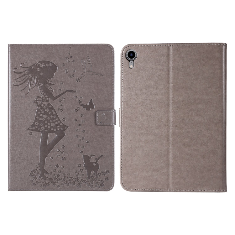 Pressed Printing Woman and Cat Pattern Horizontal Flip Leather Tablet Case For iPad mini 6