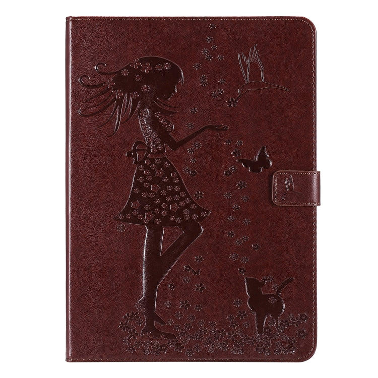Pressed Printing Woman and Cat Pattern Horizontal Flip Leather Tablet Case For iPad mini 6