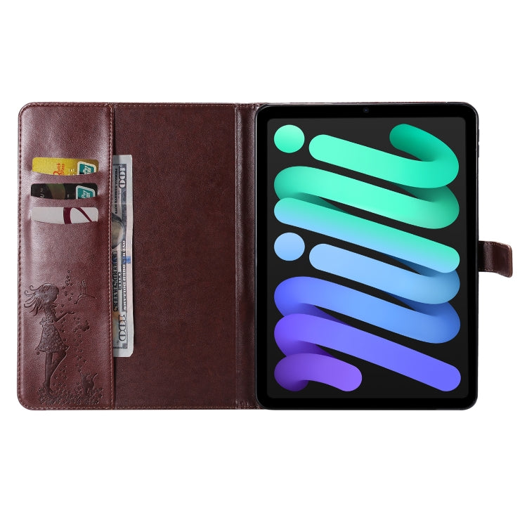Pressed Printing Woman and Cat Pattern Horizontal Flip Leather Tablet Case For iPad mini 6