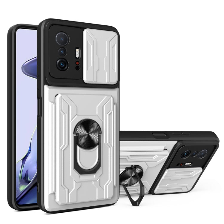 For Xiaomi 11T Camera Cover Phone Case with Card Slot & Holder