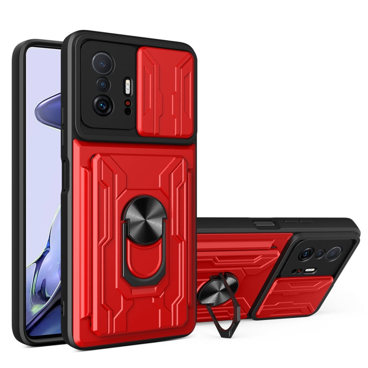 For Xiaomi 11T Camera Cover Phone Case with Card Slot & Holder