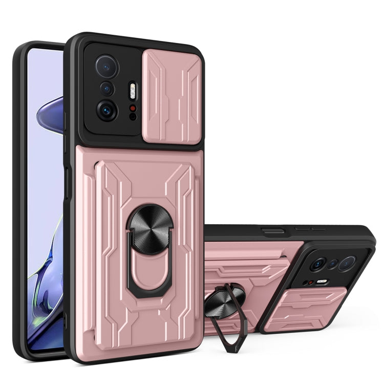 For Xiaomi 11T Camera Cover Phone Case with Card Slot & Holder