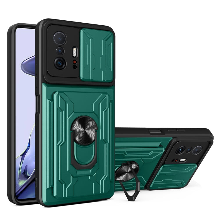 For Xiaomi 11T Camera Cover Phone Case with Card Slot & Holder
