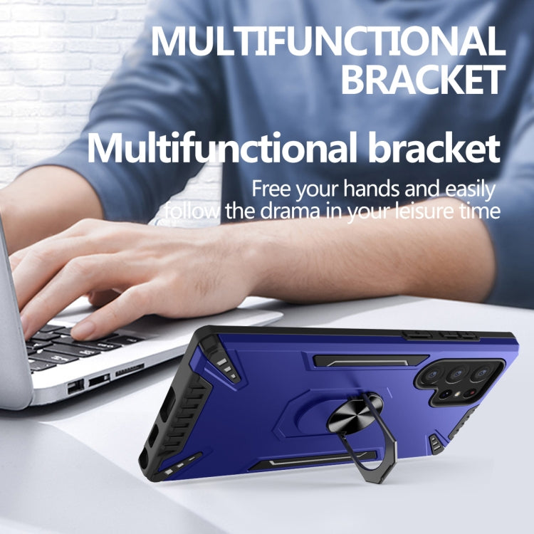 For Samsung Galaxy S22 Ultra 5G PC + TPU Phone Case with Rotatable Ring Holder
