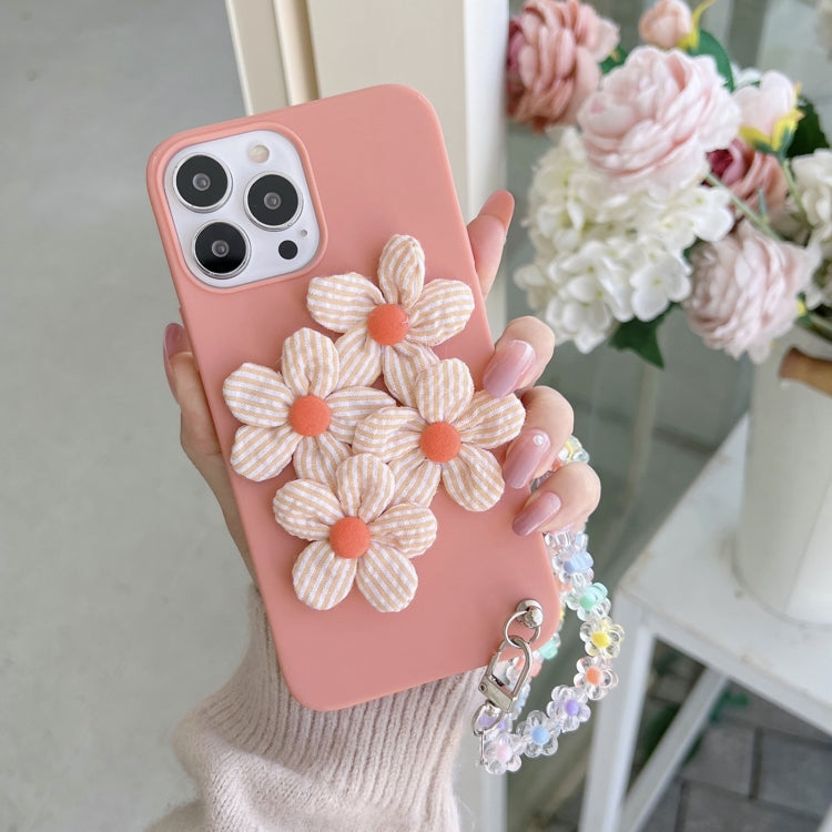 For iPhone 13 mini Four Flowers Hand Strap Phone Case