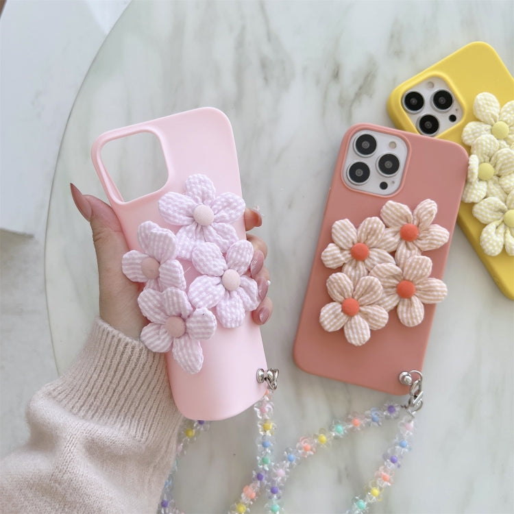 For iPhone 13 mini Four Flowers Hand Strap Phone Case