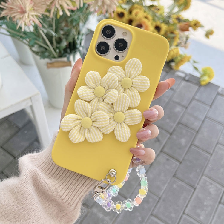 For iPhone 13 Four Flowers Hand Strap Phone Case
