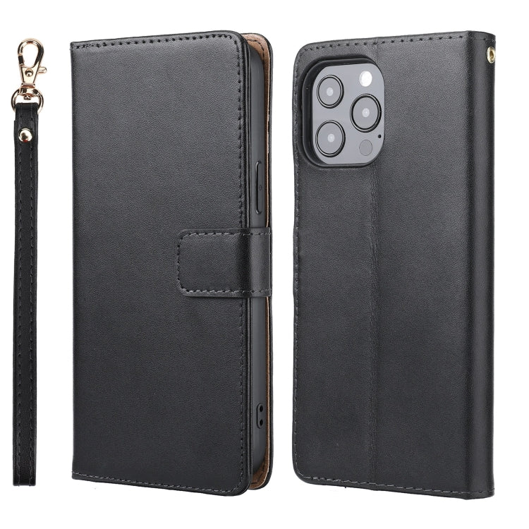 For iPhone 13 Pro Plain Weave Cowhide Genuine Leather Phone Case