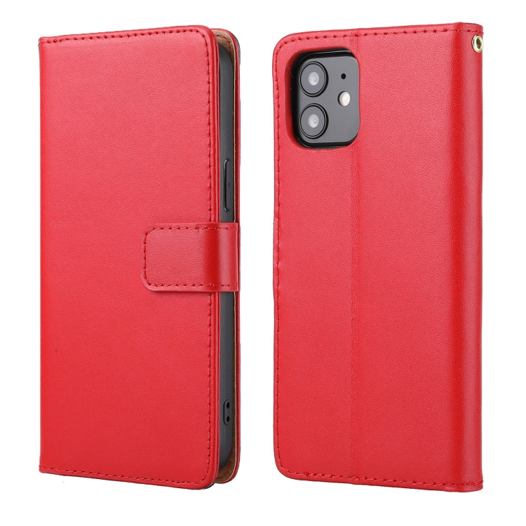 For iPhone 12 / 12 Pro Plain Weave Cowhide Genuine Leather Phone Case