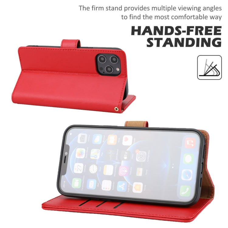 For iPhone 12 Pro Max Plain Weave Cowhide Genuine Leather Phone Case