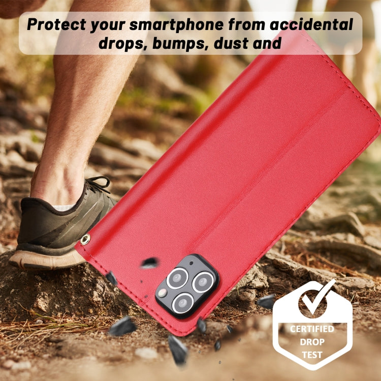 For iPhone 11 Plain Weave Cowhide Genuine Leather Phone Case