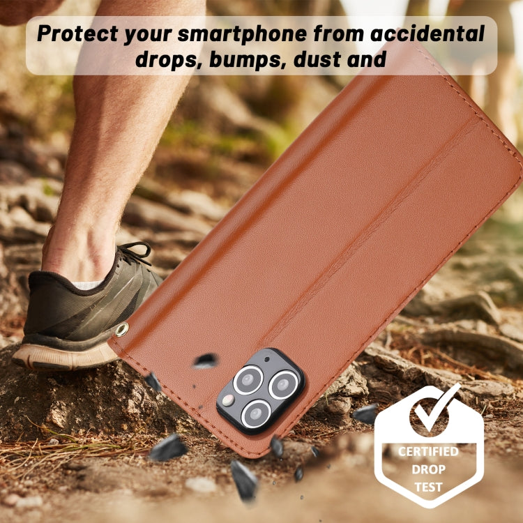 For iPhone 11 Plain Weave Cowhide Genuine Leather Phone Case