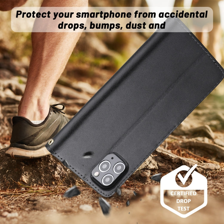 For iPhone 11 Pro Max Plain Weave Cowhide Leather Phone Case