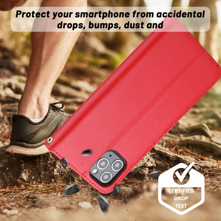 For iPhone 11 Pro Max Plain Weave Cowhide Leather Phone Case