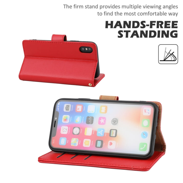 For iPhone X / XS Plain Weave Cowhide Leather Phone Case