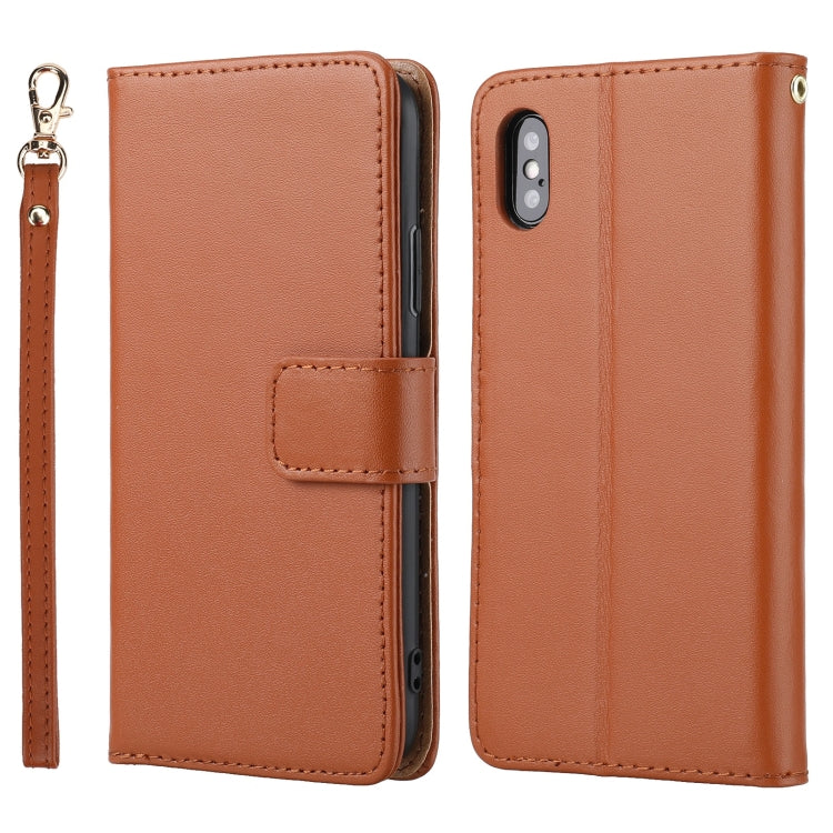 For iPhone X / XS Plain Weave Cowhide Leather Phone Case