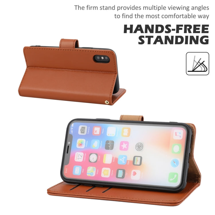 For iPhone X / XS Plain Weave Cowhide Leather Phone Case