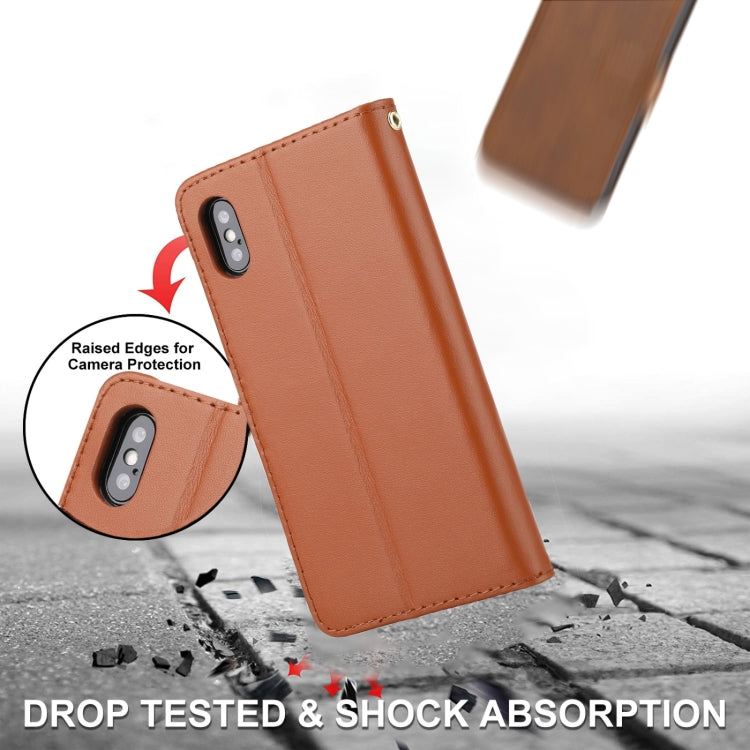 For iPhone X / XS Plain Weave Cowhide Leather Phone Case