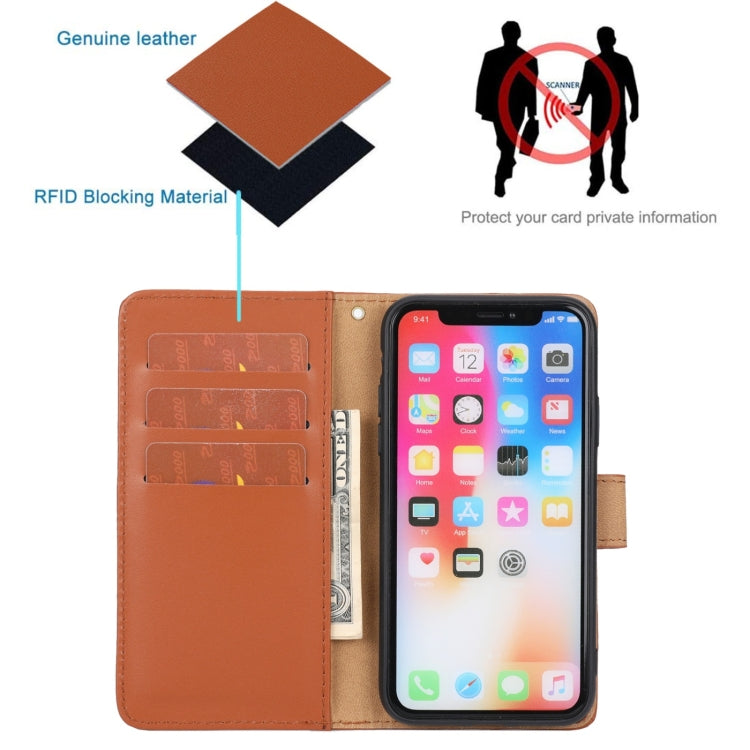 For iPhone X / XS Plain Weave Cowhide Leather Phone Case