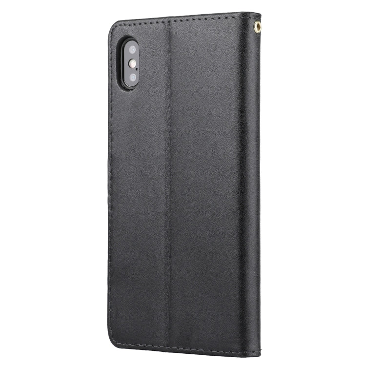 For iPhone XS Max Plain Weave Cowhide Leather Phone Case