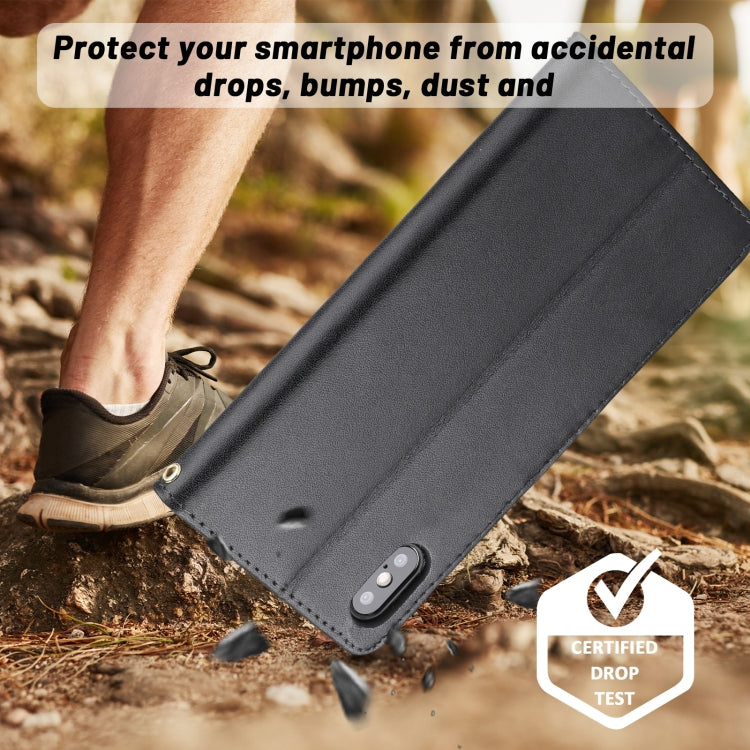 For iPhone XS Max Plain Weave Cowhide Leather Phone Case