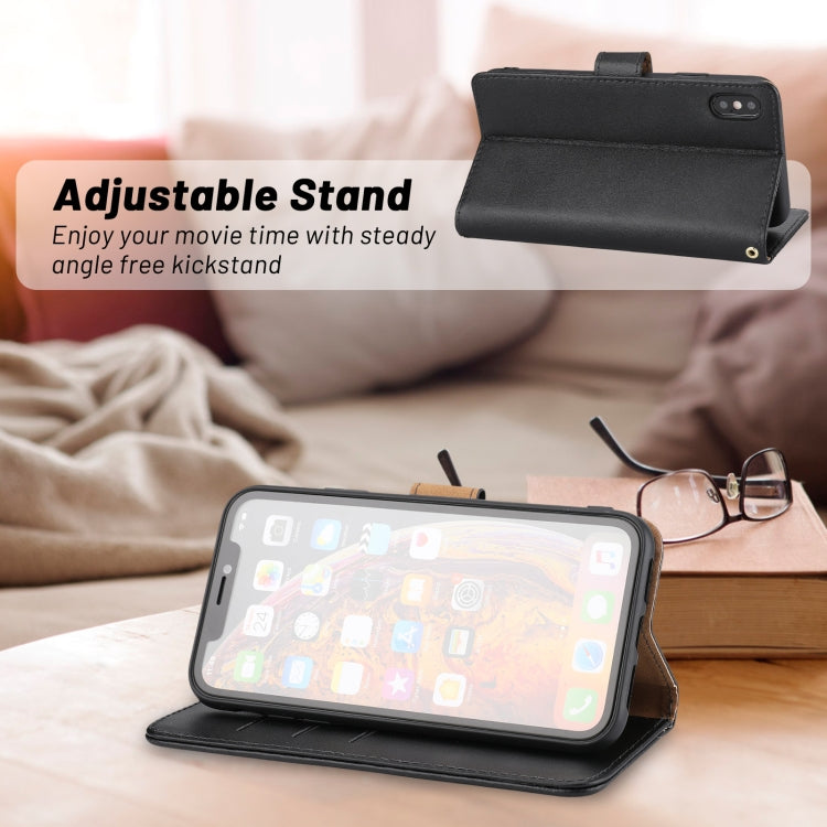 For iPhone XS Max Plain Weave Cowhide Leather Phone Case