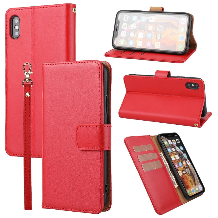 For iPhone XS Max Plain Weave Cowhide Leather Phone Case