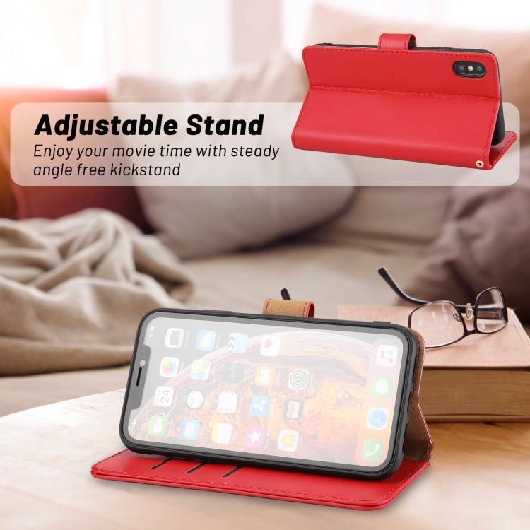 For iPhone XS Max Plain Weave Cowhide Leather Phone Case