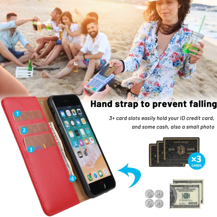 For iPhone SE 2022 / SE 2020 / 8 / 7 / 6 / 6s Plain Weave Cowhide Leather Phone Case