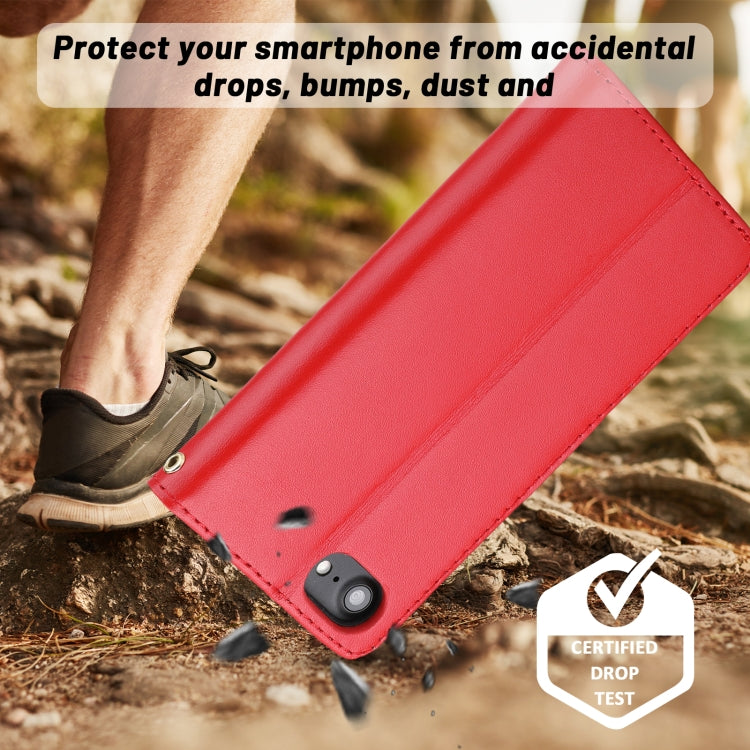 For iPhone SE 2022 / SE 2020 / 8 / 7 / 6 / 6s Plain Weave Cowhide Leather Phone Case