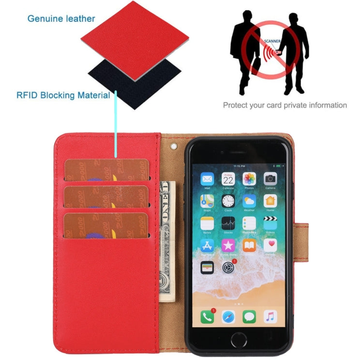 For iPhone SE 2022 / SE 2020 / 8 / 7 / 6 / 6s Plain Weave Cowhide Leather Phone Case