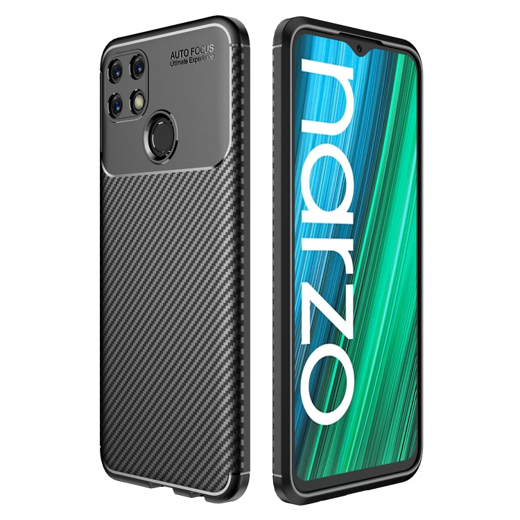 For OPPO Realme Narzo 50A Carbon Fiber Texture Shockproof TPU Phone Case