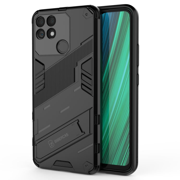 For OPPO Realme Narzo 50A Punk Armor 2 in 1 PC + TPU Shockproof Phone Case with Invisible Holder
