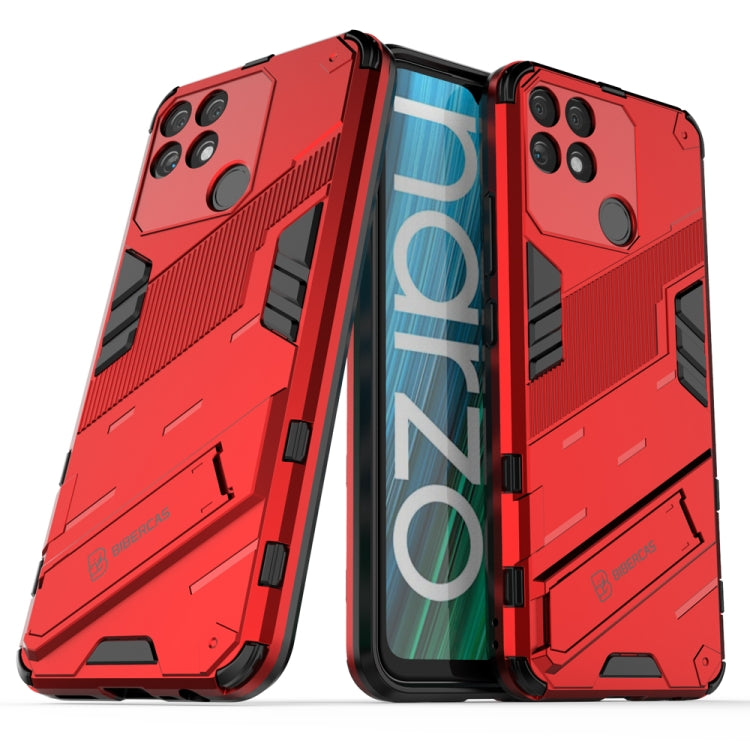 For OPPO Realme Narzo 50A Punk Armor 2 in 1 PC + TPU Shockproof Phone Case with Invisible Holder