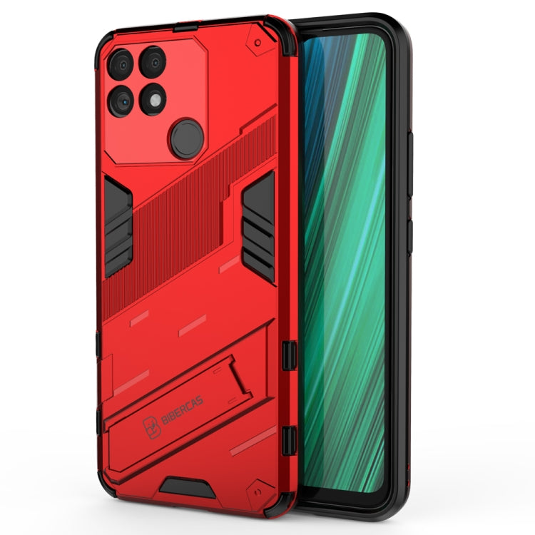 For OPPO Realme Narzo 50A Punk Armor 2 in 1 PC + TPU Shockproof Phone Case with Invisible Holder
