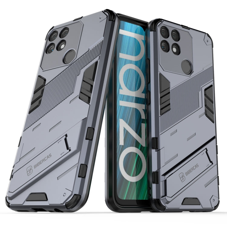 For OPPO Realme Narzo 50A Punk Armor 2 in 1 PC + TPU Shockproof Phone Case with Invisible Holder